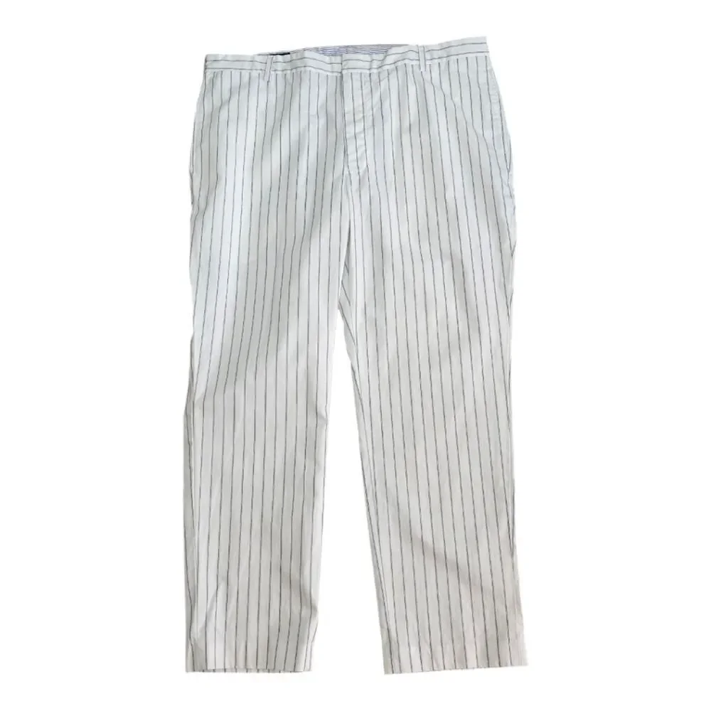 Polo Ralph Lauren Men's White and Blue Striped Dress Pants Size 40/30
